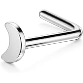 FANSING 316L Surgical Steel Moon Nose Studs for Nostril 20 Gauge Nose Rings | L Shaped, 20g, Hypoallergenic Piercing Body Jewelry, Lead &amp; Nickel Free