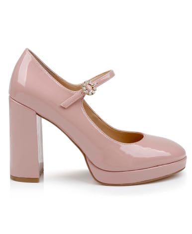 JEWEL BADGLEY MISCHKA TRISHA MARY JANE PLATFORM PUMPS IN PATENT LEATHER