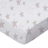 SheetWorld Fitted Cradle Sheet 18 x 36 - Grey Stars