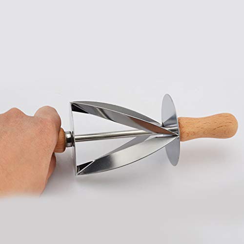 Croissant Cutter, JDgoods Stainless Steel Rolling Cutter for Croissant Bread Wheel Dough Pastry Wood - Thumbnail 7