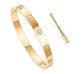 Love Bracelet Stainless Steel Cuff Bangle Titanium Steel Screws Womens Bracelet (Gold, 16.00)