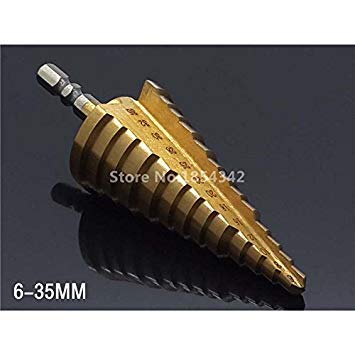 Generic HSS Titanium Hex Shank 6-35mm Straight Groove Broca Metal Step Cone Drill Bit Core Drilling Hole Saw Cutter Wood Power Tool