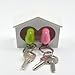 CUGBO White Birdhouse with 2 Whistle Sparrow Key Ring Holder (Pink and Green)