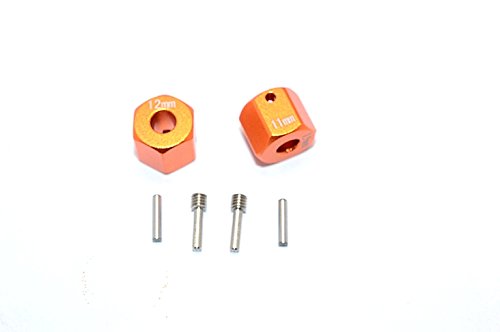Axial SCX10 II Upgrade Parts (AX90046) Aluminum Wheel Hex Adapters 12mm X 11mm - 2Pcs Set Orange