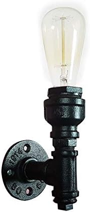 Retro Industrial Vintage Metal Wall Light Sconce - Minimalist Lamp Water Pipe Antique Fixture 5.91" Height Simplicity Bedside Lighting for Headboard Bedroom Garage Porch Mirror - Black