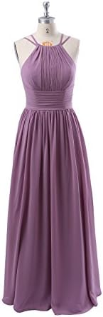 Qingrong Purple Bridesmaid Maxi Dresses Long for Women Formal Evening Party Prom Gown(XS)