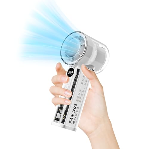 Handheld Portable Fan with Ice Cooler, Speed (1-100) 3000mAh Rechargeable Personal Fan, [Rapidly Cools to 60.8 °F] Super Powerful [10000 RPM] Pocket Fans for Travel/Outdoor/Office, Best Gift of Summer
