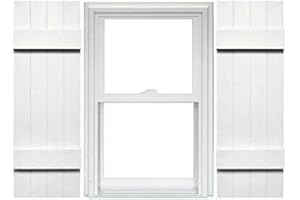 Mid America Board and Batten 14" 4 Board Joined Vinyl Standard Shutter (1 Pair) - 14 x 47 001 White