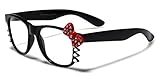 Hello Kitty Bow Women's Rhinestone Fashion Clear Lens Glasses with Bow and Whiskers