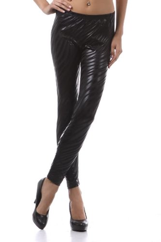 LATEX METALLIC LEGGINGS WET LOOK PUNK SHINY FAUX LIQUID 