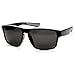 zeroUV Polarized Lens Large Wide Temple Action Sports Sunglasses (Matte-Black Smoke)