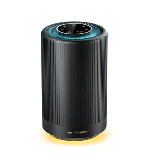 Purificador de Aire Filtro H13 HEPA, Purifica Polvo Alergias Olores, Silencioso 22dB para Recámara Oficina Departamento, Luz Nocturna Regulable (Negro)