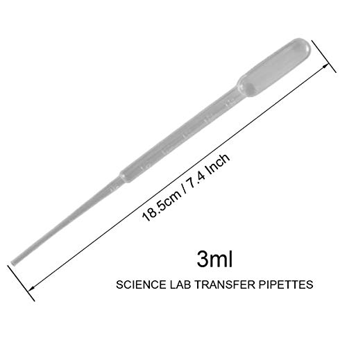 3ML Plastic Transfer Pipettes Disposable Calibrated Dropper Suitable for Essential Oils & Science Laboratory Makeup Tool Pasteurization Individual Packed Graduated Pipette Extra-Long