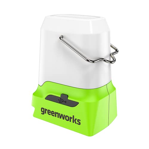 Greenworks G24LA500 Lanterne et Lampe de Camping avec Crochet de Suspension, 500 Lumens, 3 Réglages de Luminosité, Sorties USB et Type C SANS Batterie Ni Chargeur 24V, Garantie 3 Ans