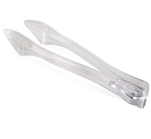 [12 Pack] Plastic Serving Tongs, 8.5 Inch Heavy Duty Disposable Utility Tongs (Clear) - Thumbnail 2