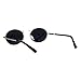 Mens 90s Gangster Rapper Mirror Lens Oval Retro Metal Rim Sunglasses Silver Black