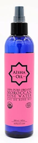 100% Pure Organic Moroccan Rose Water Aisha Oil - Face Cleaner - Anti Aging - Hair, Face, Body (250ml - 8fl/oz, Rose Water)