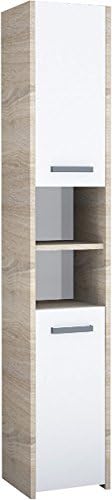 Tall Cabinet Tower 11.8" x 66.9" - ideal for small bathroom – Free Standing Linen Tower - several color variations – Matt finishing (Sonoma Oak and White)