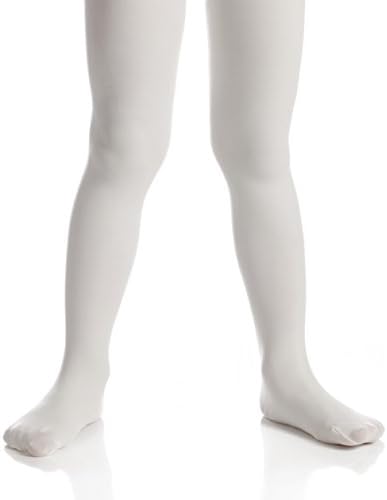Top Fit Socks Girls' Microfiber Tights: Opaque Solid Seemless Footed Leggings-White, Size D, 1 Pack