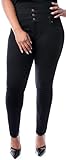 Eunina Women's Plus Size High Waisted Stretch Skinny Jeans Black