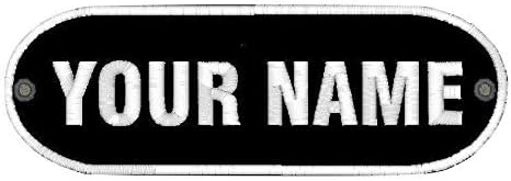 Personalised Oval Embroidered Name Iron On Sew On Hook & Loop Patches Badge Club Biker Tags Labels