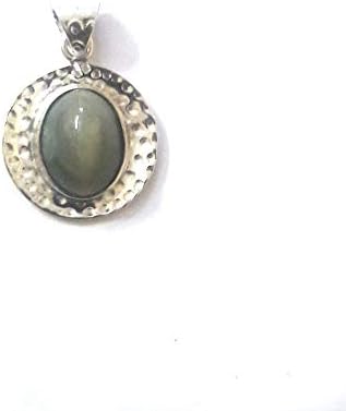 Akshara V Sales Natural Cat's Eyes Gemstone 92.5 Sterling Silver Pendant For Men's and Women's Fashion Jewellery