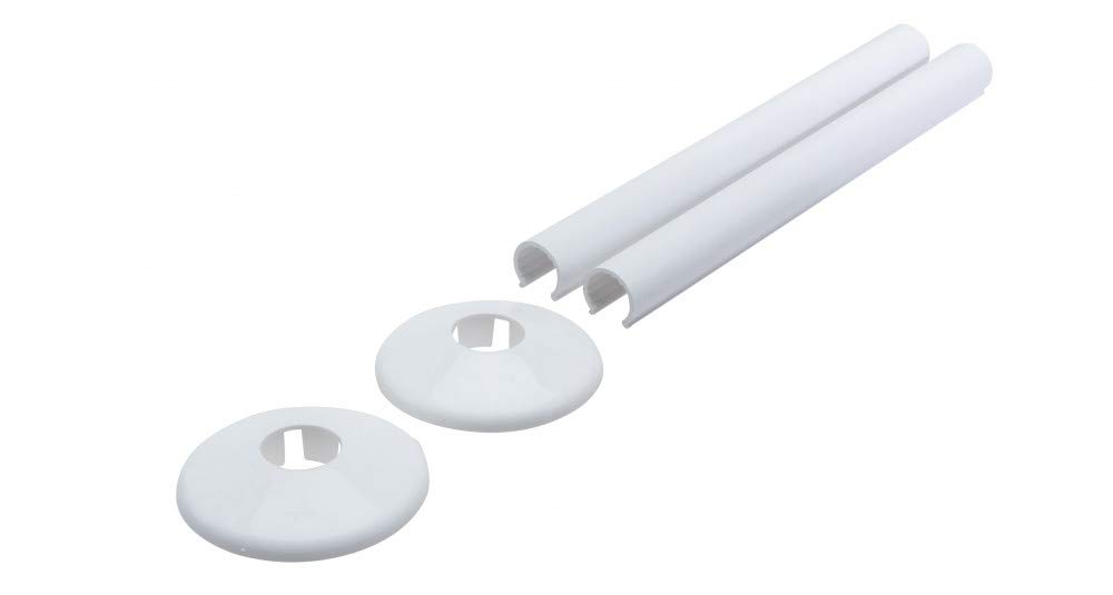 UKDD® Snappit Radiator Pipe Covers & Collars - White Pipe Sleeve Kit with Collars