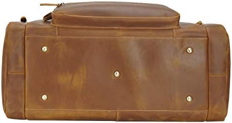 Polare 23" Full Grain Cowhide Leather Gym Duffle Weekender Overnight Travel Duffel Bag For Men 8 Polare 23" Full Grain Cowhide Leather Gym Duffle Weekender Overnight Travel Duffel Bag For Men