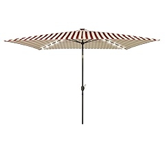 Amazon Com Trademark Innovations Rectangular Solar Powered Led Lighted Patio Umbrella 10 X 6 5 Tan Garden Outdoor