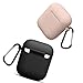 Compatible AirPods Case Cover Silicone Protective Skin for Apple Airpod Case 2&1 (2 Pack) Black/Sand Pink