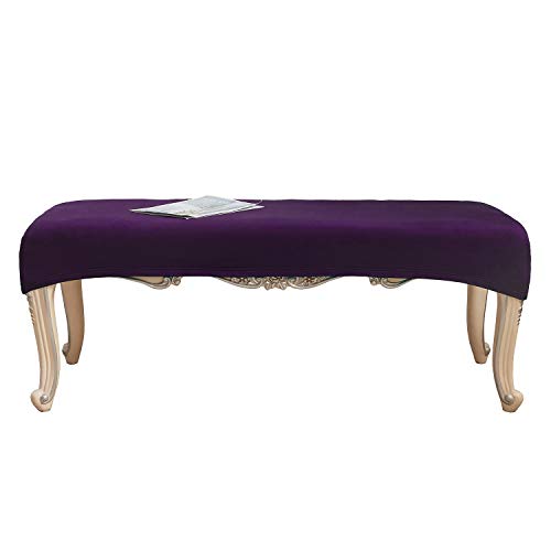 WOMACO Dining Room Bench Covers Stretch Spandex Upholstered Bench Seat Cushion Slipcovers for Kitchen Dining Bench Seat Protector (Purple, Medium) - Thumbnail 7