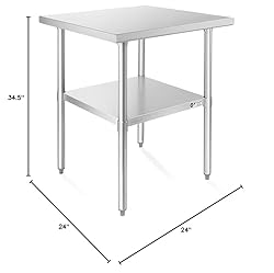 KUTLER Stainless Steel Table 24 x 24 Inches, NSF