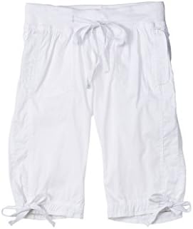 [28251R-WHITE-XL] Rouge Collection Bermuda Shorts for Women, Stretch Cotton, Drawstring Waist
