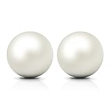 JewelryPalace 925 Sterling Silver Freshwater Cultured 8-9mm White Pearl Stud Earrings