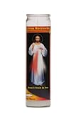 Divine Mercy Religious Prayer Candle / La Divina Misericordia Novena Vigil Candle (White Wax)