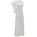Bodycon4U Women's Sexy Ruched Ruffle Wide Leg Pants Bodycon Clubwear Jumpsuit Rompers White L