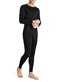 David Archy Men’s Winter Warm Rib Stretchy Base Layer Top & Bottom Fleece Lined Thermal Set Long John