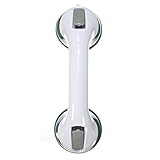 FChome Shower Wall Suction Cup Grab Bars,12 Inches Shower Handle Bar Offers Safe Grip with Strong Hold Suction Cup for Safety Grip Grab in Bathroom (White-Gray)