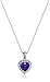 Platinum Plated Sterling Silver Genuine African Amethyst and White Topaz Halo Heart Pendant Necklace, 18