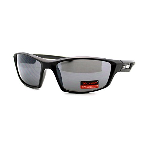 Xloop Mens Sunglasses Sports Fashion Rectangular Wrap Around UV 400 Black