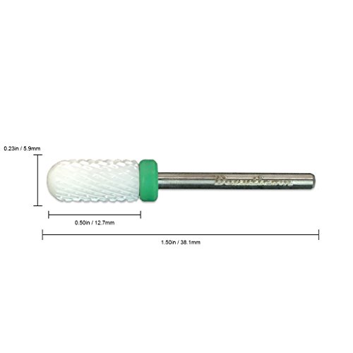 Beauticom Professional USA Ceramic White Smooth Top Small Barrel Bit Nail Drill (Grit: COARSE) 3/32" Shank Size