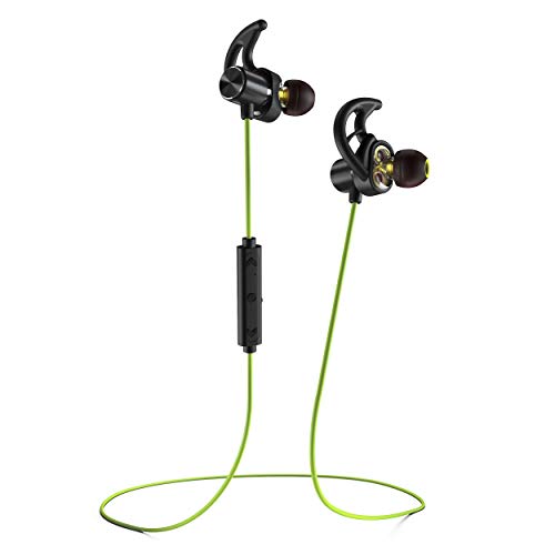 Phaiser BHS-790 Bluetooth Headphones with Dual Graphene Drivers and AptX Bluetooth 5.0 Sport Headset Earphones with Mic and Lifetime Sweatproof Guarantee – Wireless Earbuds for Running, Limegreen
