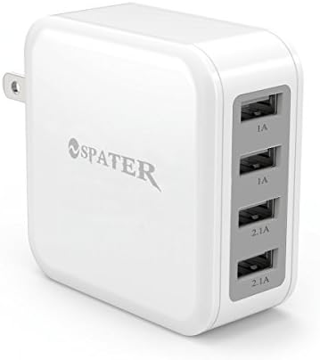 Charger, Spater 4-Port 4.2A 5W Travel USB Charger, Foldable Plug for iPhone 7, iPhone 6/6s, iPhones 5/5s, iPad Minis, iPod Touch, Kindle, Samsung, HTC, Motorola, Nokia, Android, and More (WHITE)