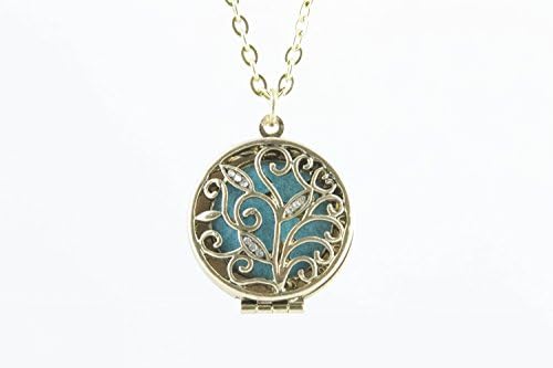 Essential Oil Diffuser Necklace Crystal Leaf Jewelry with 8 Color Pads - 18" Adjustable Chain