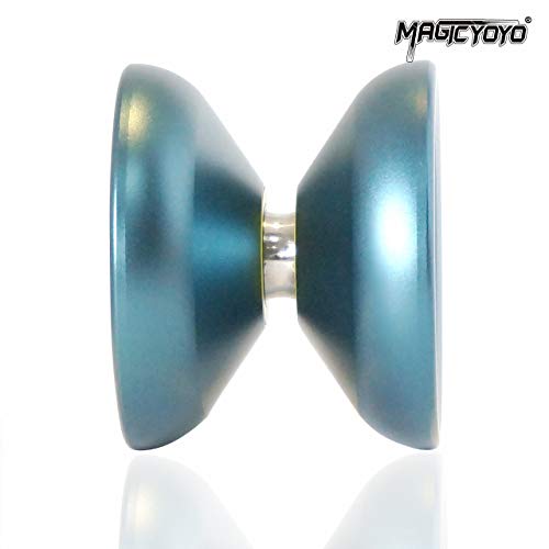 MAGICYOYO Professional Yoyo Shark Honor N12 Yoyo Long Time Spinning Yoyo, Sand Blasted Finish Yoyo with 12 Yoyo Strings, 1 Yoyo Holster, 1 Yoyo Glove (Blue)