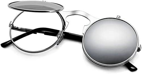 Amazon.com: PASTL Flip Up Sunglasses Clear Lens Glasses Round