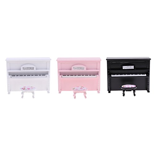 CuteExpress Miniature Piano Model 1/12 Scale Dollhouse Musical Instrument Ornaments Gift Mini Decoration Furniture Accessories (Black)