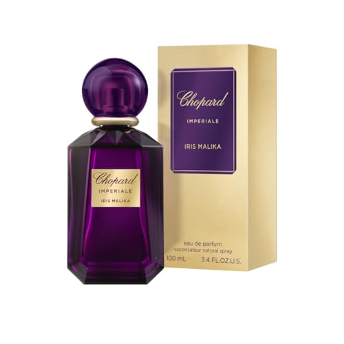 Chopard Iris Malika 100 ml – Eau de Parfum para Mujer – Fragancia Floral Ambarina – Perfume con Adictivas Notas de Iris, Jazmín, Especias, Haba Tonka y Jara – Botella de Cristal Púrpura