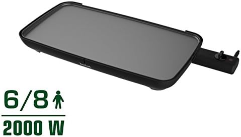 Tefal CB501812 Plancha Malaga Plaque Anti-Adhésive XL 6 à 8 Personnes Cuisson sans Ajout de Matière Grasse Tous Types d'Aliments 2000W Noir