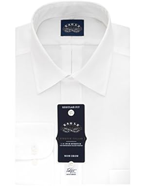 Men's Non Iron Stretch Collar Regular Fit Solid Point Collar Dress Shirt